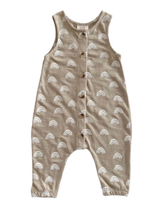 Tank Button Pants Romper | Tan Rainbow - PREORDER