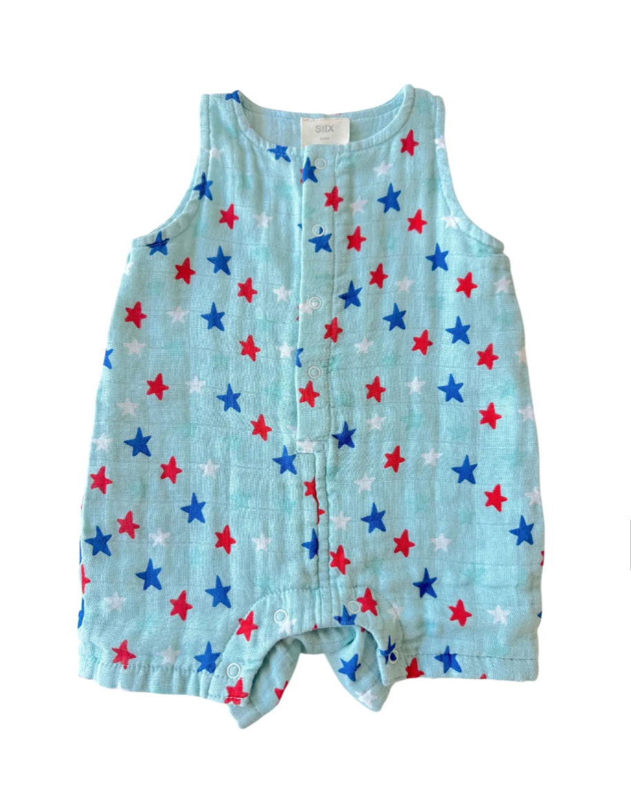 USA Stars Tank Shortie Romper | Blue - PREORDER