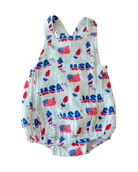 4th of July Sunsuit Romper | Blue - PREORDER