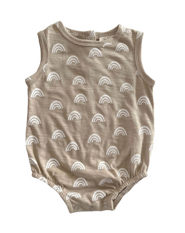 Tank Bubble Romper | Tan Rainbow - PREORDER