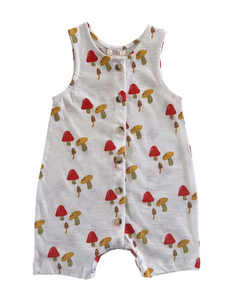 Tank Button Shorts Romper | Mushroom - PREORDER