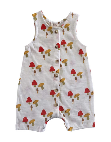 Tank Button Shorts Romper | Mushroom - PREORDER
