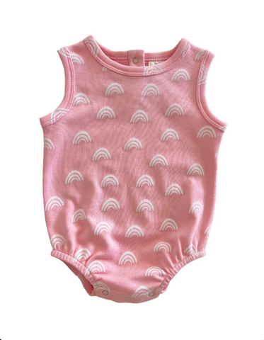 Tank Bubble Romper | Blush Rainbow - PREORDER