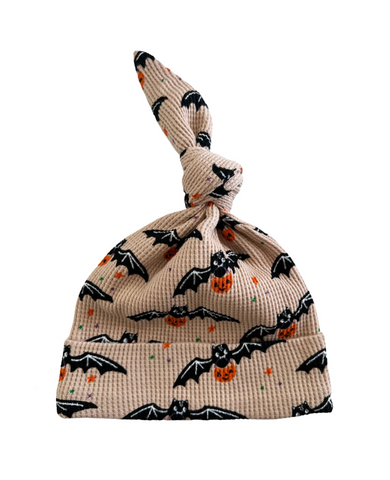 Waffle Knot Beanie | Tan Trick or Treating Bat - PREORDER