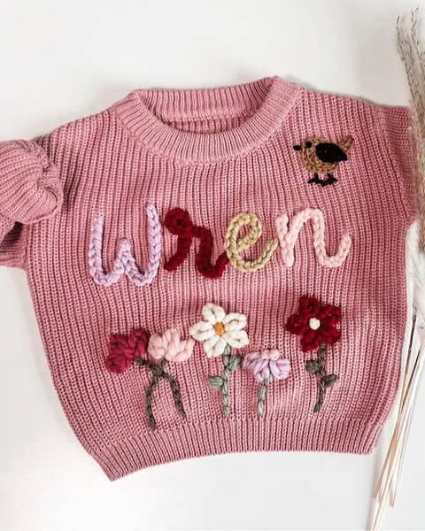 Yarn *CUSTOM* Name Chunky Knit Sweater | 7 Colors