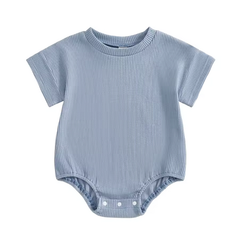 Ribbed Bubble Romper | Blue - PREORDER