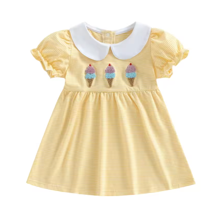 Smocked Collar Dress | Ice Cream - PREORDER