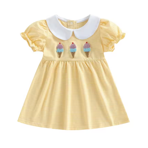Smocked Collar Dress | Ice Cream - PREORDER