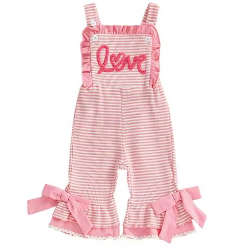 Ribbed Ruffle Bells Jumpsuit | Striped LOVE - PREORDER