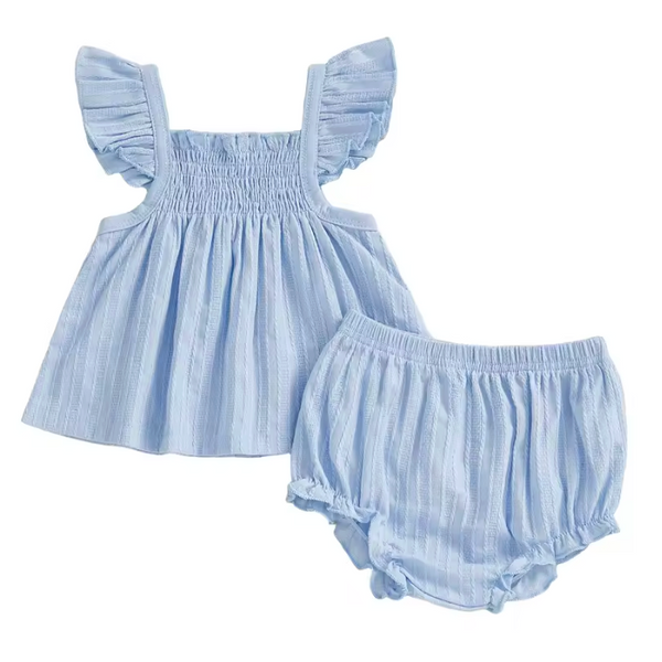 Pointelle Tank & Shorts Set | Blue - PREORDER
