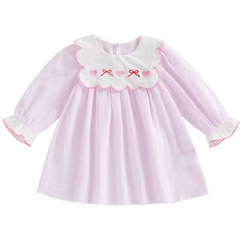 Smocked Scalloped Collar Dress | Hearts & Bows - PREORDER