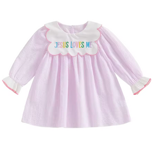 Smocked Scalloped Collar Dress | Jesus Loves Me