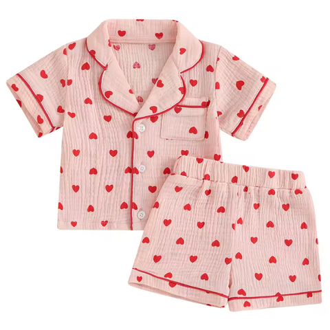 Muslin Lounge Set | Red Heart Pink - PREORDER
