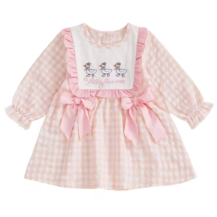 Smocked Bows Dress | Silly Goose Gingham - PREORDER