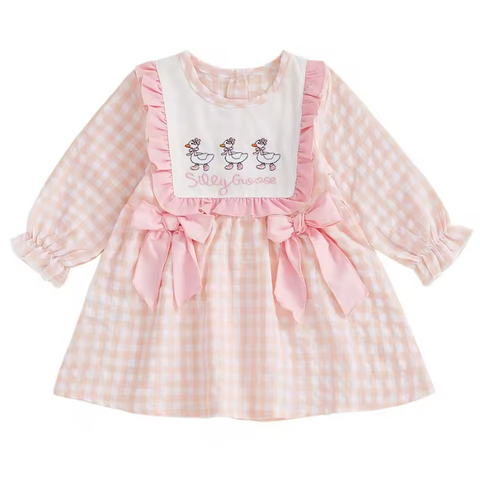 Smocked Bows Dress | Silly Goose Gingham - PREORDER