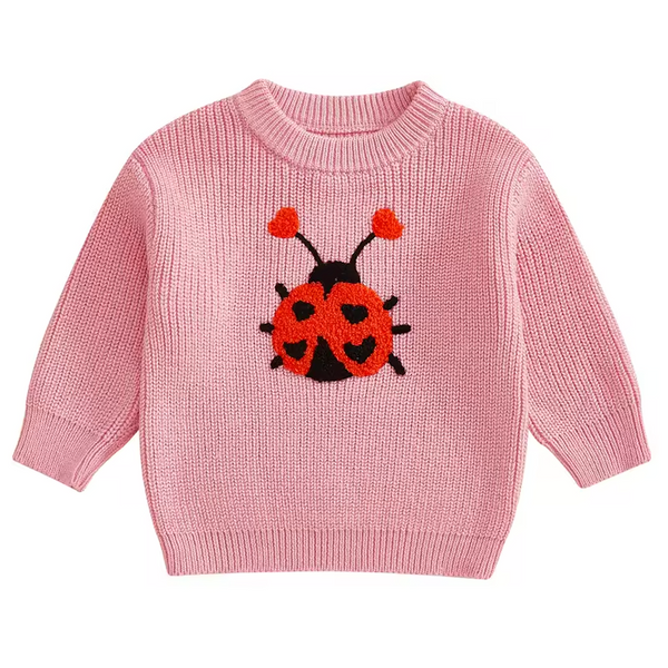 Chunky Knit Sweater | Pink Love Bug - PREORDER – BayBay Boutique