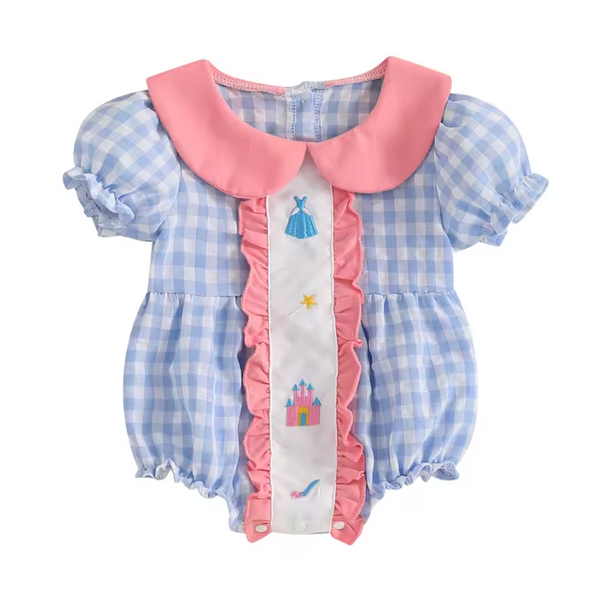 Smocked Romper | Blue Princess Gingham - PREORDER