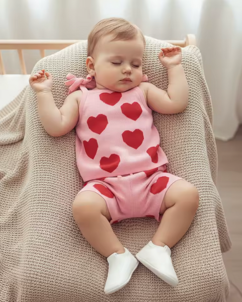 Knit Tank & Shorts Set | Red Hearts - PREORDER