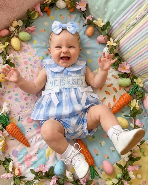 Smocked Tank & Shorts Set | He is Risen Plaid - PREORDER