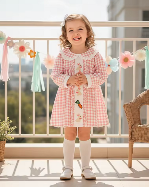 Smocked Dress | Bunnies & Carrots Gingham - PREORDER