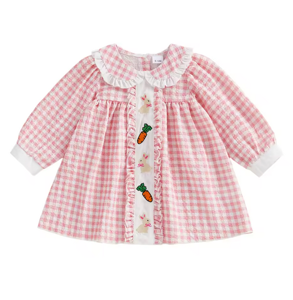 Smocked Dress | Bunnies & Carrots Gingham - PREORDER