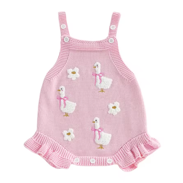 Knit Tank Sweater Ruffle Romper | Pink Goose & Daisy - PREORDER
