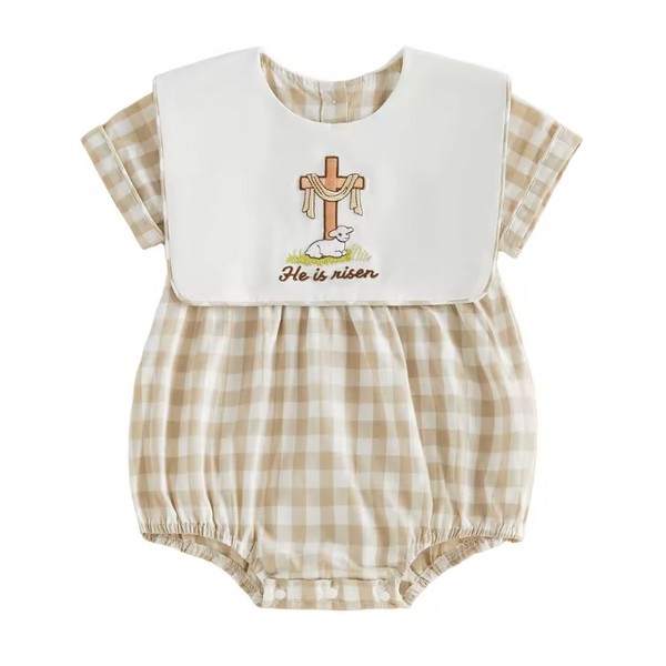 Smocked Collar Romper | He is Risen - PREORDER