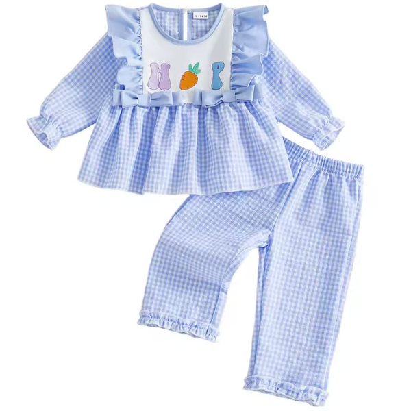 Smocked Ruffle Top & Pants Set | Hop Gingham - PREORDER