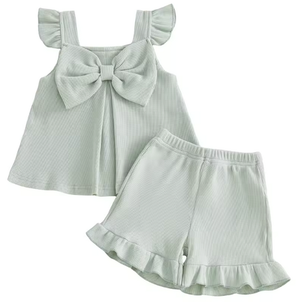 Waffle Camisole Tank & Shorts Set | Green - PREORDER