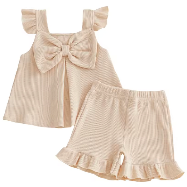 Waffle Camisole Tank & Shorts Set | Beige - PREORDER