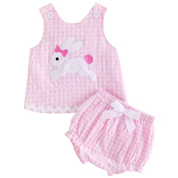 Ruffle Top & Short Set | Gingham Bunny Hop - PREORDER