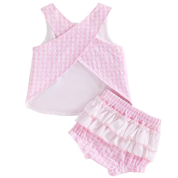 Ruffle Top & Short Set | Gingham Bunny Hop - PREORDER