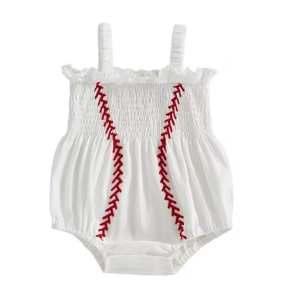 Muslin Bubble Romper | Baseball - PREORDER