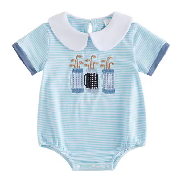 Smocked Collar Romper | Golf Bag Stripe - PREORDER