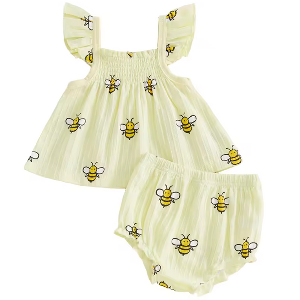 Pointelle Tank & Shorts Set | Bumble Bees - PREORDER