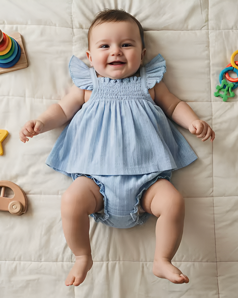 Pointelle Tank & Shorts Set | Blue - PREORDER
