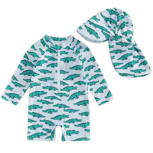 Rashguard Long Sleeve Swimsuit Set | Alligators - PREORDER