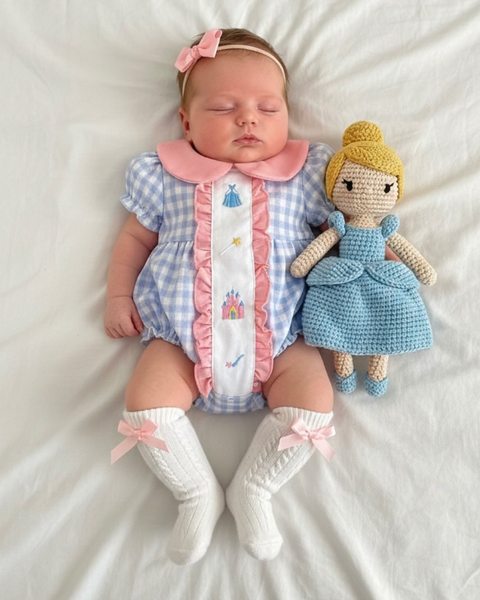 Smocked Romper | Blue Princess Gingham - PREORDER