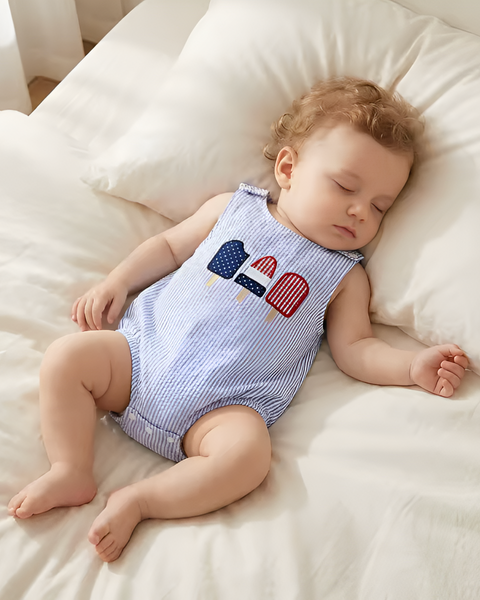 Smocked Bubble Romper | USA Popsicle Stripe - PREORDER
