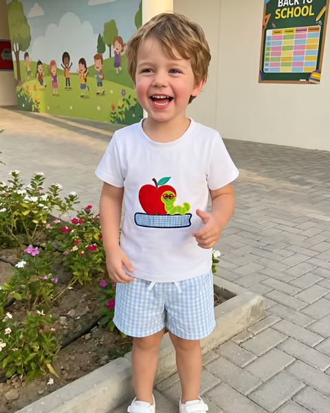 Top & Shorts Set | Book Worm Gingham - PREORDER
