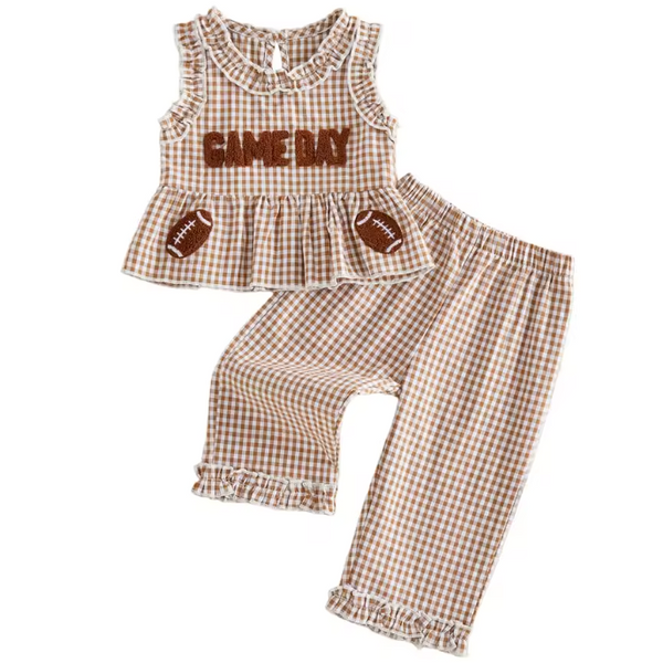 Tank & Pants Set | Game Day Football Gingham - PREORDER