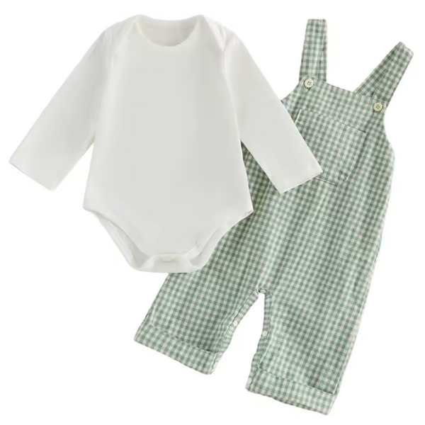Overalls Set | Green Gingham - PREORDER