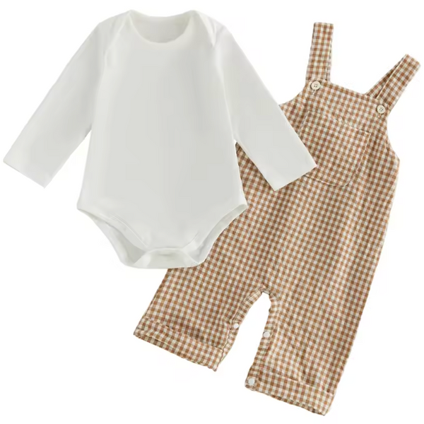 Overalls Set | Brown Gingham - PREORDER