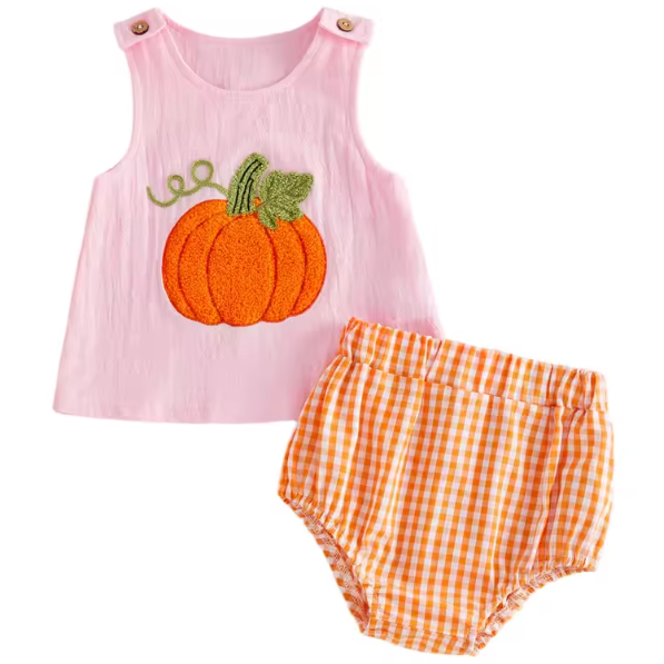 Tank & Shorts Set | Pink Pumpkin Gingham - PREORDER