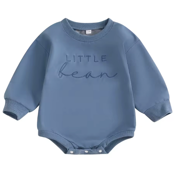Embroidered Long Bubble Romper | Blue Little Bean - PREORDER