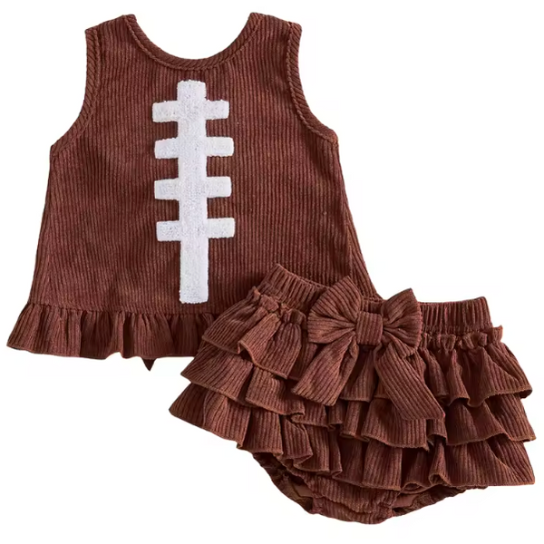 Smocked Ruffle Tank & Shorts Set | Football - PREORDER