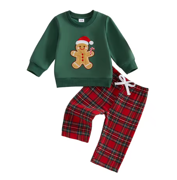 Pullover & Pants Set | Gingerbread Man Plaid - PREORDER