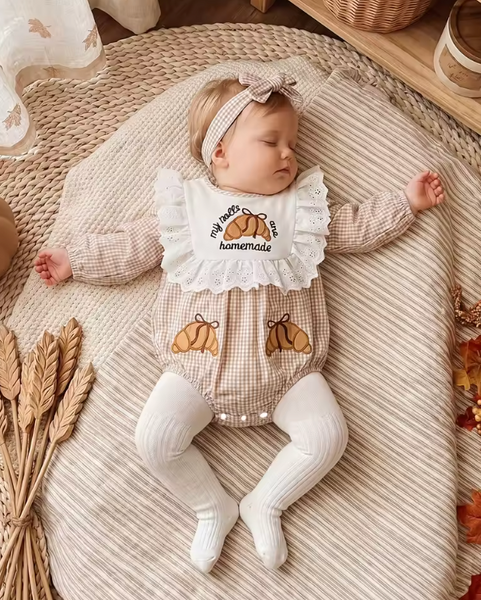 Smocked Long Romper | My Rolls are Homemade Lace Gingham - PREORDER