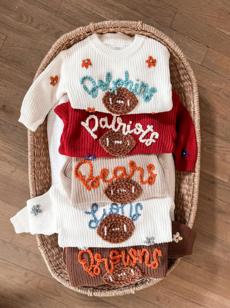 Yarn *CUSTOM* Sports Name Chunky Knit Sweater | 13 Colors