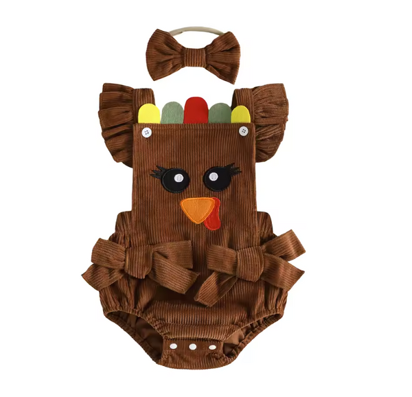 Corduroy Ruffle Romper | Turkey - PREORDER